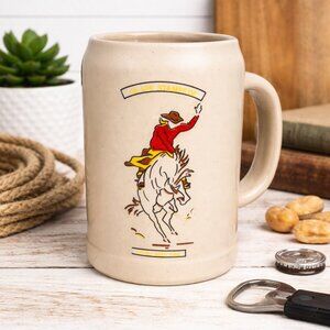 Vintage GERZ .5L Beer Stein Mug | West Germany | Stoneware | Western Cowboy